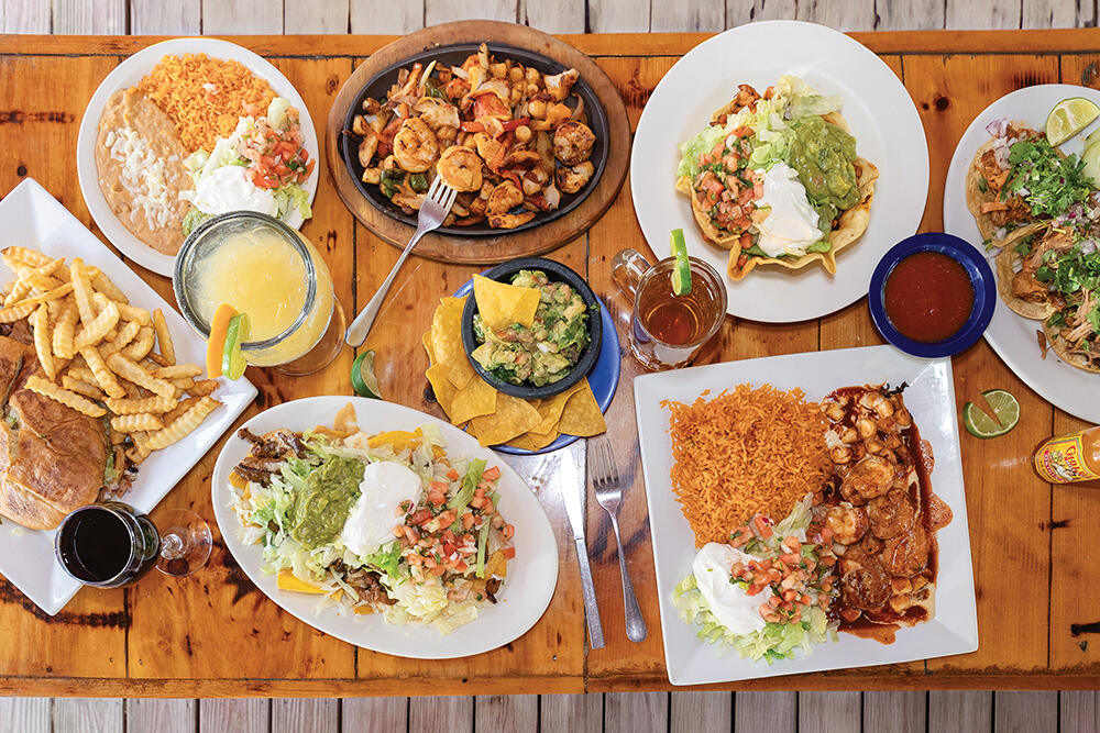 A colorful spread of Mexican dishes at Las Margaritas